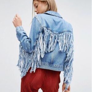 Denim fringe jacket💙